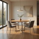 Ver imagem 1 de Mesa de Jantar Redonda Madeira MDF Tubo Champanhe 106 cm