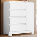 Ver imagem 3 de Guarda Roupa Casal Olimpia 8 Portas de Bater com Espelho e Cômoda 4 Gavetas MDP Branco Flex
