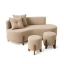 Ver imagem 1 de Conjunto  Sofá Curvo Orgânico + 02 Puff  Luna Boucle Bege - Montanaris Decor