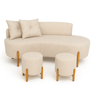 Conjunto  Sofá Curvo Orgânico + 02 Puff  Luna Boucle Bege - Montanaris Decor - 1