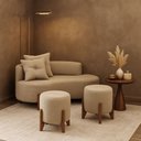 Ver imagem 4 de Conjunto  Sofá Curvo Orgânico + 02 Puff  Luna Boucle Bege - Montanaris Decor