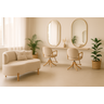 Conjunto  Sofá Curvo Orgânico + 02 Puff  Luna Boucle Bege - Montanaris Decor - 5