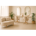 Ver imagem 5 de Conjunto Sofá Curvo Orgânico + 02 Puff Luna Boucle Bege - Montanaris Decor