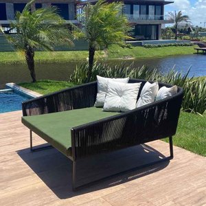 Chaise Quadrada Costa Rica Em Corda Náutica - Tecido Duna Bandeira