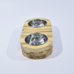 Comedouro em Madeira Teca com Tigela de Inox para Pets - 3