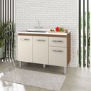 Ver imagem 1 de Balcão para Pia 120cm com 03 Portas e 01 Gaveta Anita Savana Off White Moblis