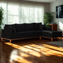 Ver imagem 1 de Sofá 4 Lugares Beny com Chaise Direito Linho Preto