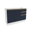 Ver imagem 1 de Balcão de Pia Celeste Kappesberg 100% Mdf 2 Portas 3 Gavetas Branco/azul 120cm