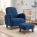 Ver imagem 1 de Poltrona Amamentação Viena Suede + Puff Macio Quarto Bebe:Azul Marinho