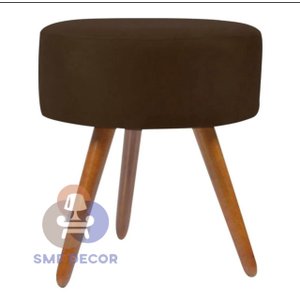 Puff Redondo Pés Palito Marrom SMF DECOR