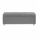Ver imagem 2 de Recamier Madri 140cm com Rodinhas Linho Madeira Cinza Inova Decor