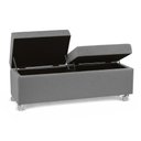 Ver imagem 1 de Recamier Madri 140cm com Rodinhas Linho Madeira Cinza Inova Decor