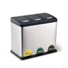 Lixeira Tripla Inox Pedal Grande 24 Litros Coleta Seletiva Cesto de Lixo Gigante 3 em 1 Luxo Cozinha - 1