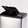 Lixeira Tripla Inox Pedal Grande 24 Litros Coleta Seletiva Cesto de Lixo Gigante 3 em 1 Luxo Cozinha - 5
