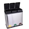 Lixeira Tripla Inox Pedal Grande 24 Litros Coleta Seletiva Cesto de Lixo Gigante 3 em 1 Luxo Cozinha - 2
