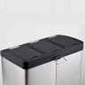 Lixeira Tripla Inox Pedal Grande 24 Litros Coleta Seletiva Cesto de Lixo Gigante 3 em 1 Luxo Cozinha - 7