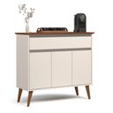 Ver imagem 1 de Aparador Buffet Zeus 93cm 3 Portas Gaveta Sala de Jantar MDF: Off White/Freijo