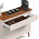 Ver imagem 5 de Aparador Buffet Zeus 93cm 3 Portas Gaveta Sala de Jantar MDF: Off White/Freijo