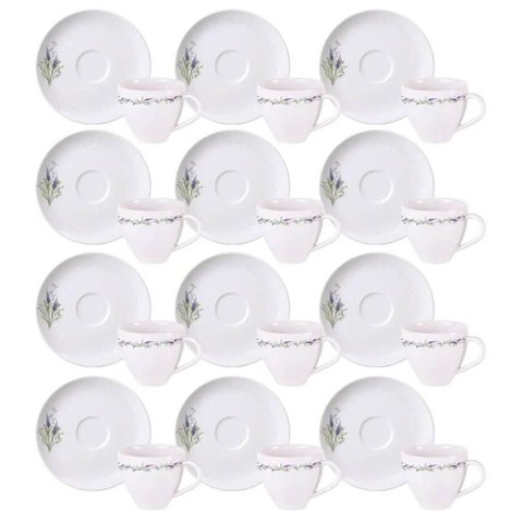 Conjunto 12 Xícaras de Porcelana com Pires 100ml Tramontina Lilla Café Mesa Posta