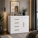 Ver imagem 1 de Cômoda 4 Gavetas 1 Porta Romênia Branco - Mademovel