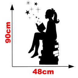 Adesivo Parede Menina e Livros Estrela - 2
