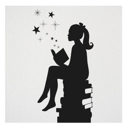 Adesivo Parede Menina e Livros Estrela - 1