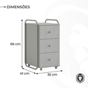 Ver imagem 6 de Gaveteiro Criare C/ 3 Gavetas e Rodinhas Industrial Compacto:nature