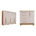 Ver imagem 2 de Conjunto de Quarto com 1 Guarda-Roupa e 1 Cômoda Marrom/Freijo/Off White