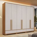 Ver imagem 6 de Conjunto de Quarto com 1 Guarda-Roupa e 1 Cômoda Marrom/Freijo/Off White