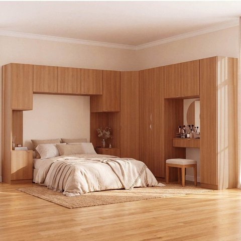 Guarda Roupa Modulado 13 Portas 1 Gaveta 8 Peças Hera CabeCasa MadeiraOriginals Louro