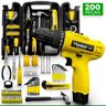 Kit Parafusadeira Furadeira 12v Sem Fio Com Jogo Maleta De Ferramentas 200 Peças - 1