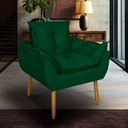 Ver imagem 1 de Poltrona Opala para Sala Clínica Salão Pés de Madeira Suede Verde
