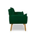 Ver imagem 4 de Poltrona Opala para Sala Clínica Salão Pés de Madeira Suede Verde