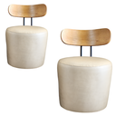 Ver imagem 4 de Puff Poltrona Vênus Redondo com Encosto de Madeira Veludo Bege - Harmônica