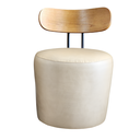 Ver imagem 1 de Puff Poltrona Vênus Redondo com Encosto de Madeira Veludo Bege - Harmônica