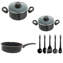 Ver imagem 1 de Jogo Panelas 8 Peças Cerâmica Preto Indução Cooktop Elétrico Á Gás