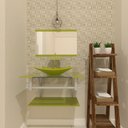 Ver imagem 1 de GABINETE DE VIDRO 60CM AC COM CUBA RETANGULAR - VERDE OLIVA
