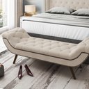 Ver imagem 1 de Puff Recamier Veneza 1,40cm para Quarto em Linho Rústico Bege - Larbelle