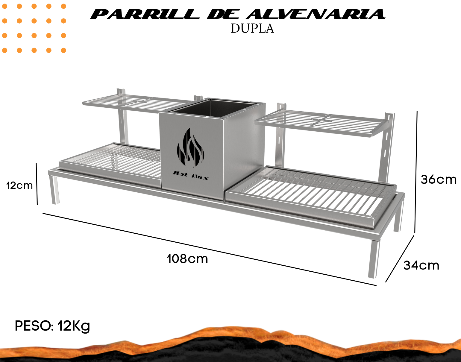 Churrasqueira Hotbox Parrilla Para Alvenaria - 1 Firebox + 2 Grelhas Uruguaia - 2