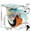 Ver imagem 4 de Rodizio Industrial Carga Pesada 4x2 Pol. C/freio 400 Kg