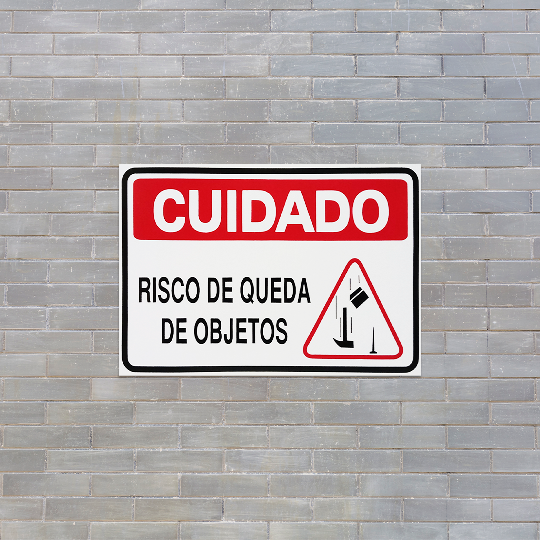 Combo 6 Placas De Sinalização Cuidado Risco De Queda De Objetos 30x20 Acesso - S-226/2 F9e - 3