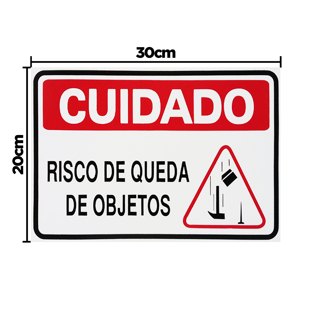 Combo 6 Placas De Sinalização Cuidado Risco De Queda De Objetos 30x20 Acesso - S-226/2 F9e - 2