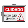 Combo 6 Placas De Sinalização Cuidado Risco De Queda De Objetos 30x20 Acesso - S-226/2 F9e - 2