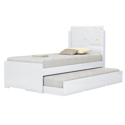 Cama Solteiro Bicama Bibox com Auxiliar Luiza:branco e Rosa - 4