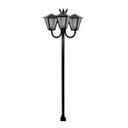 Ver imagem 1 de Poste Braço Curvo Luminária Romana Tripla Jardim Preto 200cm Ouro Minas