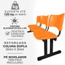 Longarina Cadeira 3 Lugares Iso Plástica Coluna Dupla Para Recepção Auditório Igrejas Laranja - 3