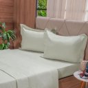 Ver imagem 2 de Jogo de Cama Casal 200 Fios Liso 4 Pçs 100% Algodão 140x190x35cm Verde Broto