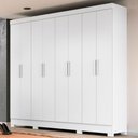 Ver imagem 2 de Guarda Roupa Solteiro Serra Clara 8 Portas 4 Gavetas MDP Branco Moval Móveis