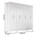 Ver imagem 4 de Guarda Roupa Solteiro Serra Clara 8 Portas 4 Gavetas MDP Branco Moval Móveis
