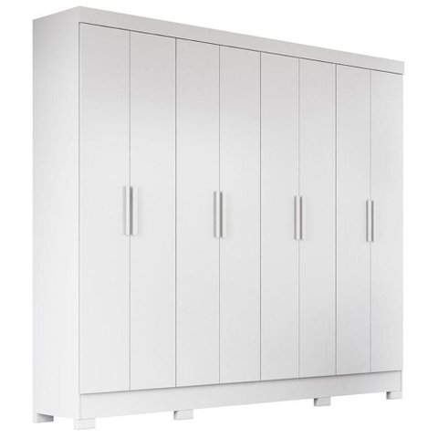 Guarda Roupa Solteiro Serra Clara 8 Portas 4 Gavetas MDP Branco Moval Móveis